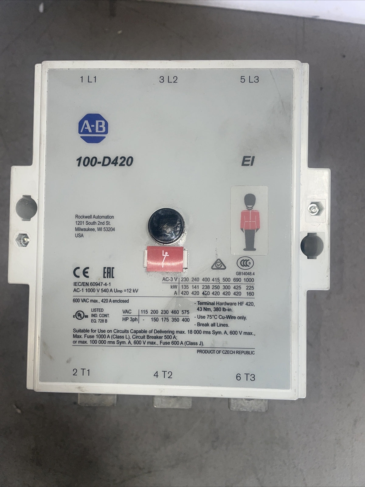 AB Allen-Bradley 100-D420 Industrial Contactor 100-D 110-130V (bin2.5.2)