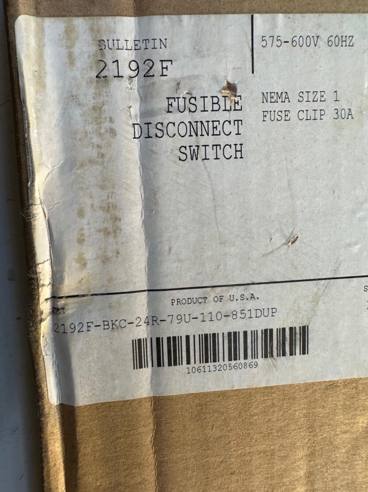 Allen Bradley 2192F Fusible Disconect Switch Nema S.1 Fuse clip 30A(1E-34)