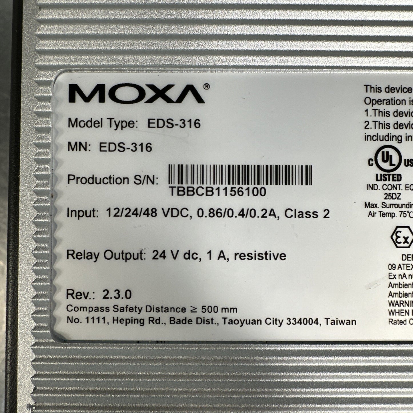 Moxa EDS-316 Industrial Ethernet Switch (BIN-7.1.4)