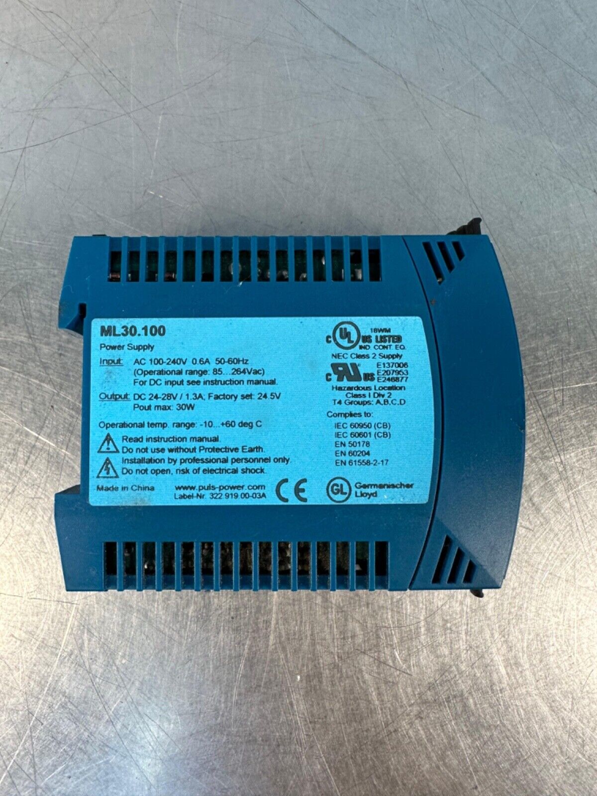 Puls ML30.100 Power Suply 100-240V AC 0.6A 50-60HZ (4c-39)