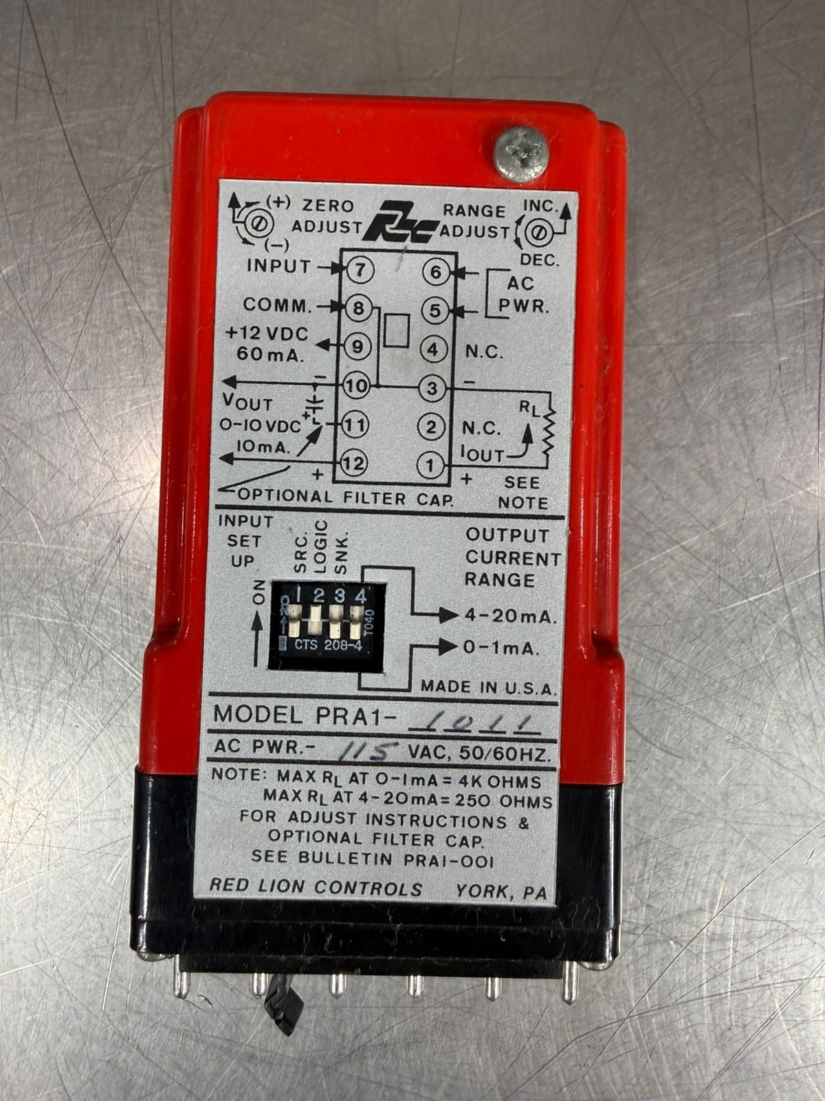 Red Lion Controls PRA1-1011 115Vac 50/60 Hz (9.3.2)
