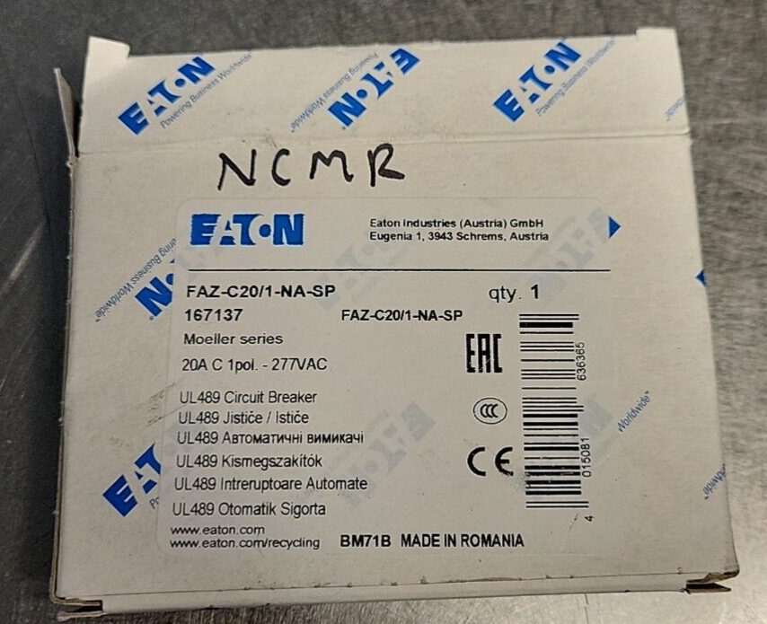 Eaton FAZ-C20/ 1-NA-SP Circuit Breaker 20A 1 pol. (BIN 4.5.4)