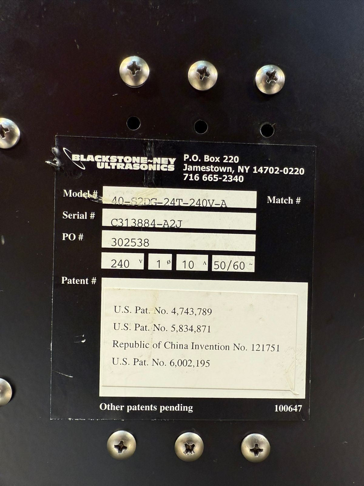 Blackstone-Ney Ultrasonics 40-S2DG-24T-240V-A SweepSonik 72 (3.6.3)