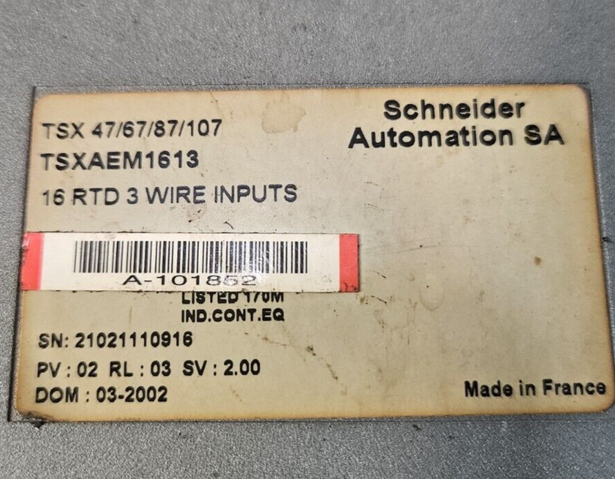 Schneider Telemecanique TSXAEM1613 16 RTD 3 Wire Input Module (BIN353)
