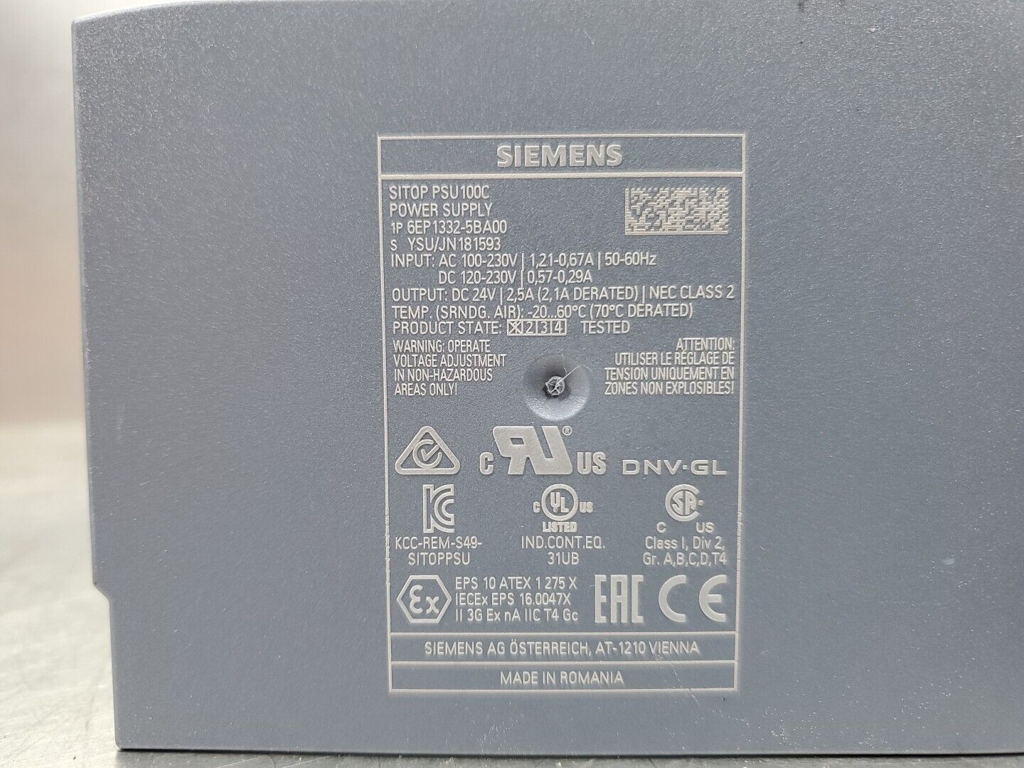 Siemens SITOP PSU100C 6EP1332-5BA00 Power Supply, 24VDC, 2.5A.             4D-35