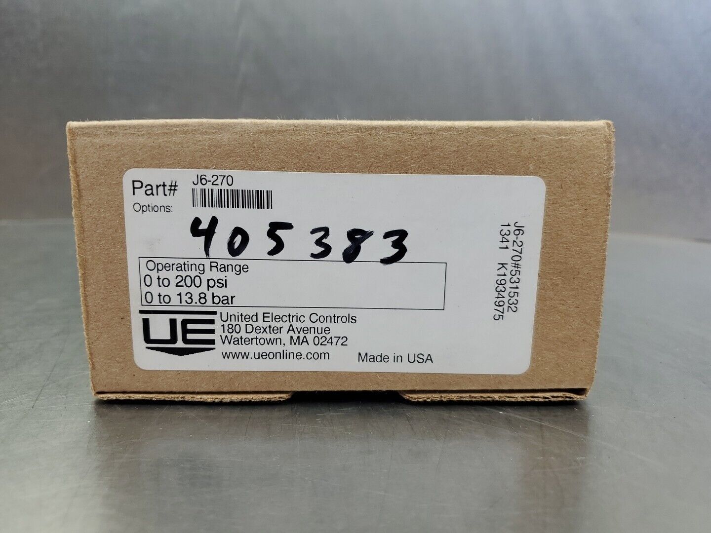 United Electric Controls J6-270 Pressure Switch, Option-405383. 6E-19