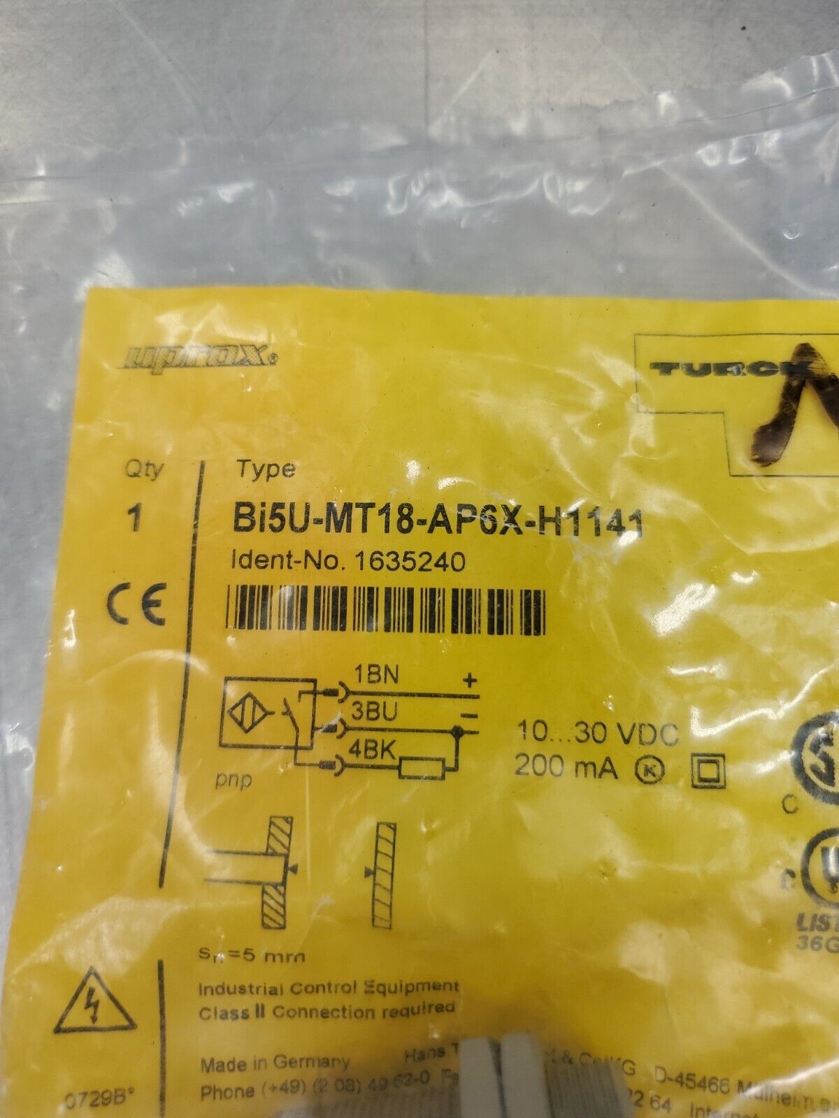 Turck Bi5U-MT18-AP6X-H1141 (Ident-No. 1635240) Proximity Sensor. 5E-36/8