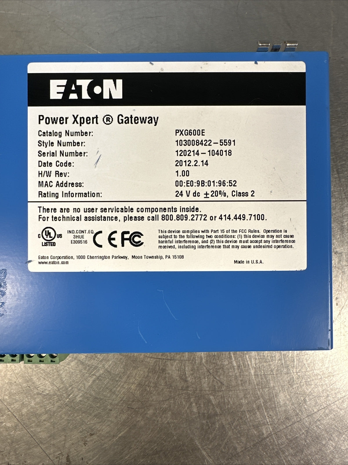 PXG600E Eaton 24VDC Gateway Power Xpert (BIN-3.4.5)