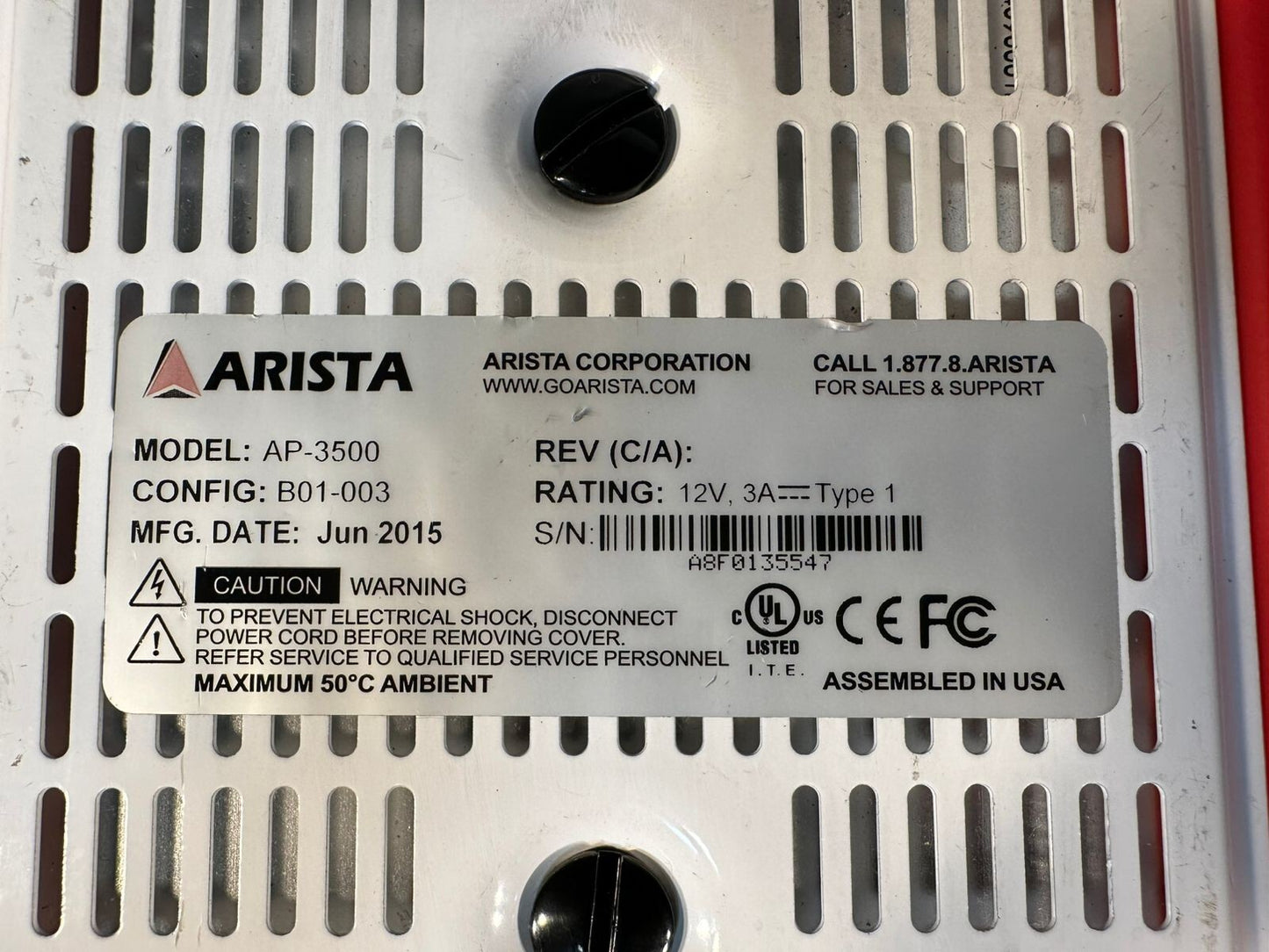 Arista AP-3500 B01-003 12V 3A Type -1 B01003 (2.1.3)