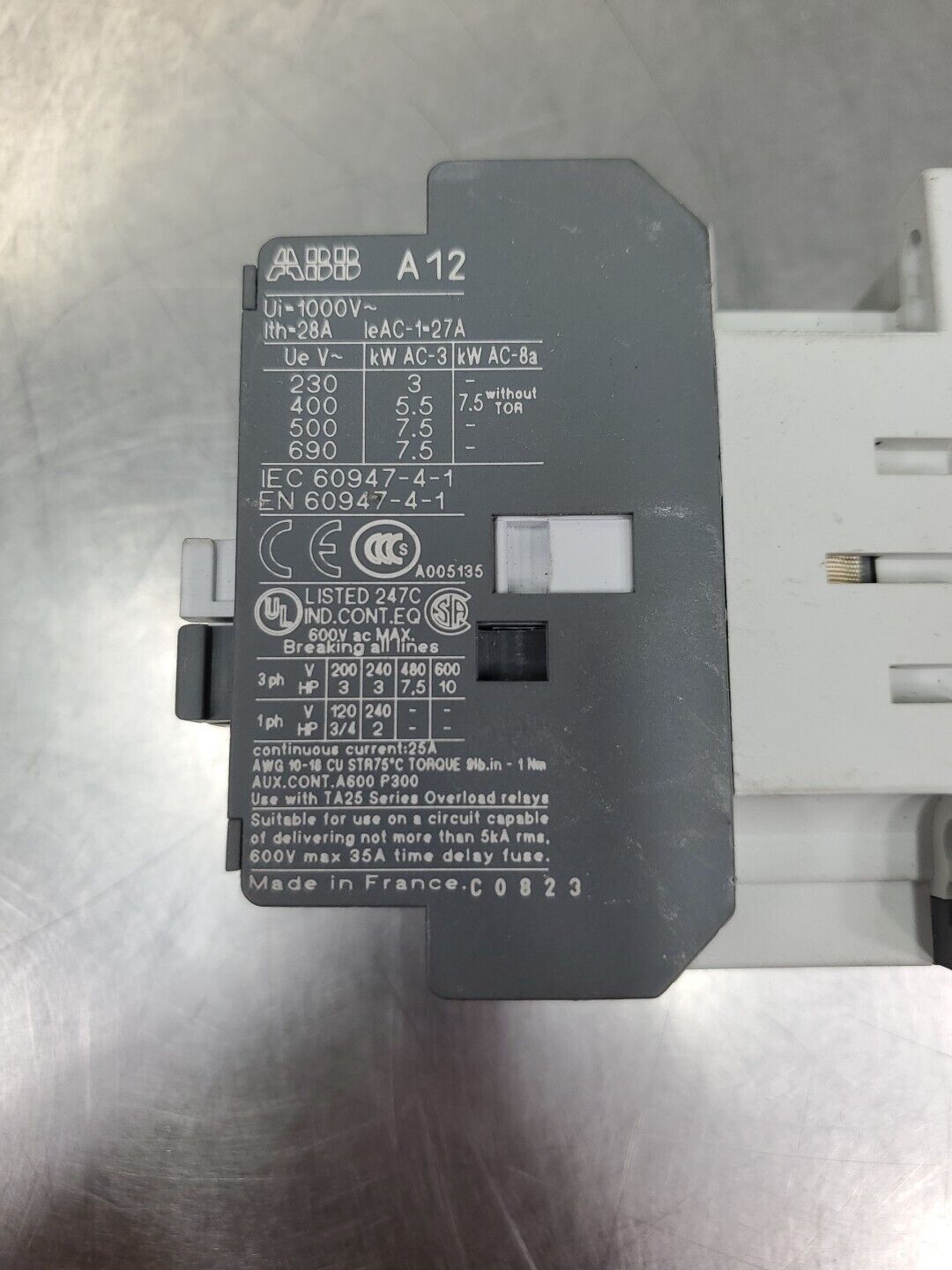 ABB A12-30-10 Contactor, 1000V Coil, 28A, 10HP. 4D-03