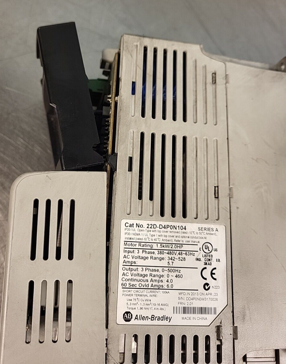 Allen-Bradley # 22D-D4P0N104 PowerFlex 40 1.5kW 2.0Hp AC(BIN3.3.1)