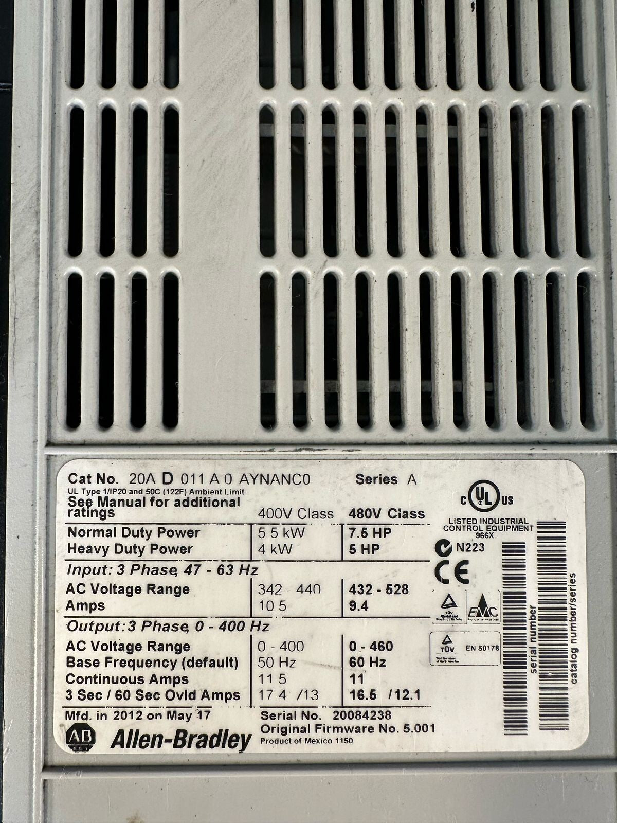 Allen Bradley 20AD011A0AYNANC0 /A PowerFlex 70 (8.4.2)