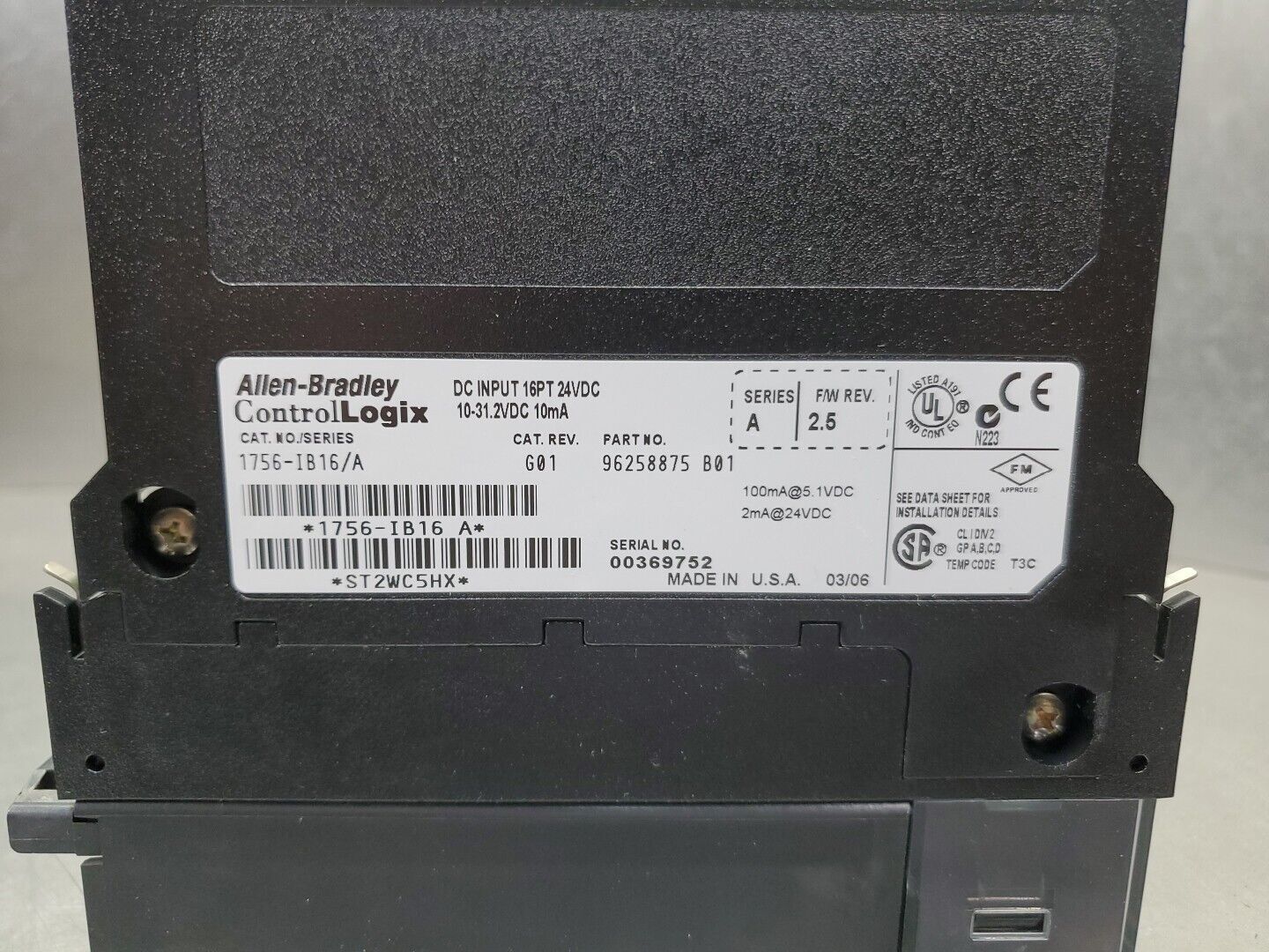 Allen-Bradley 1756-IB16/A F/W 2.5 ControlLogix 16Pt DC Input Module. 3B-20