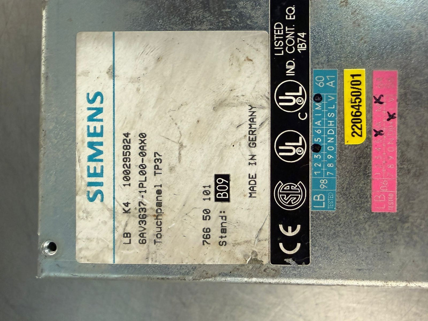 Siemens 6AV3637-1PL00-0AX0 Touch Panel TP37 (8.6.3)