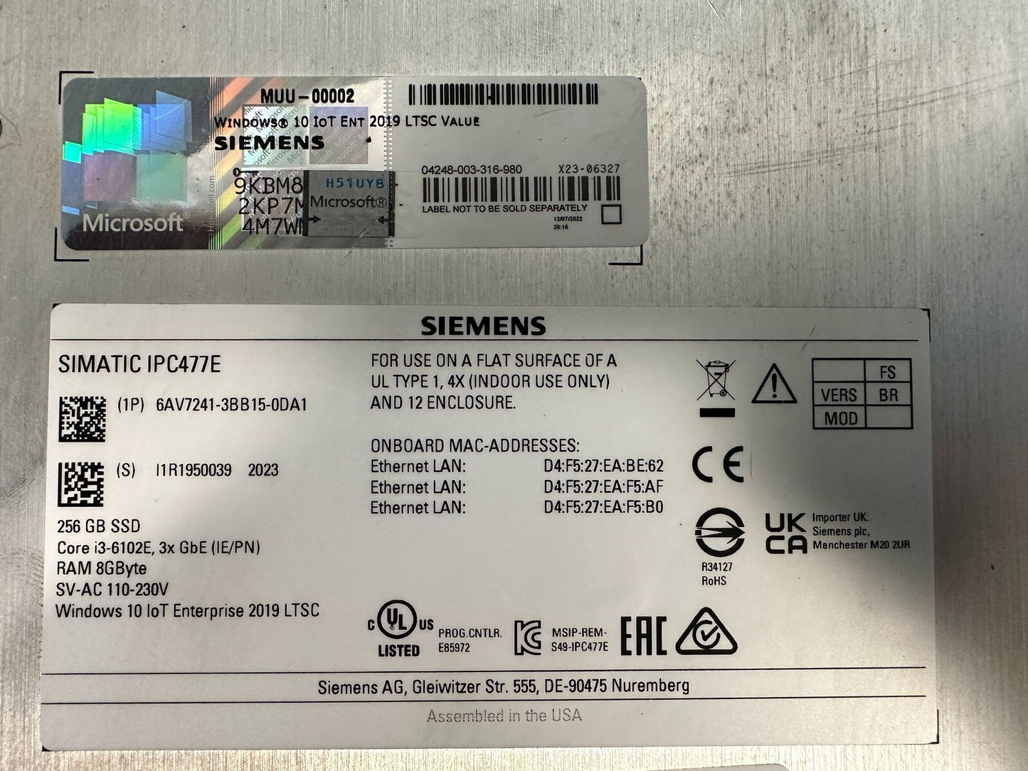 Siemens Simatic IPC477E 6AV7241-3BB15-0DA1 6AV7241-3BB15 (2.4.1)