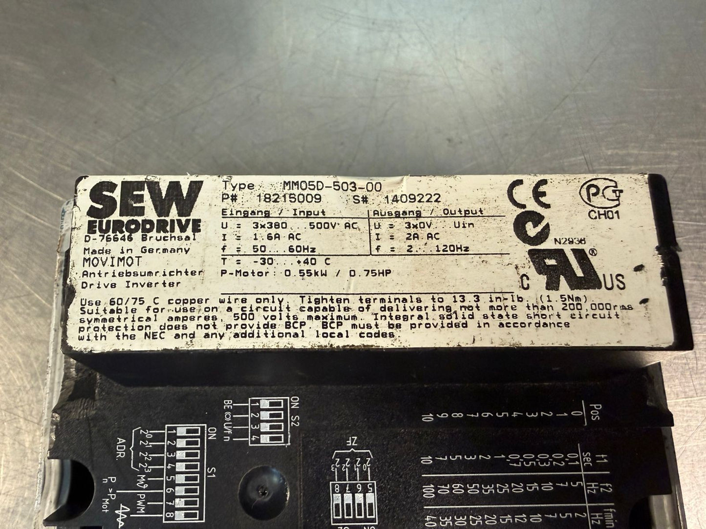 Sew MM05D-503-00 (18215009) Movimot Frequency Inverter (3.6.4)