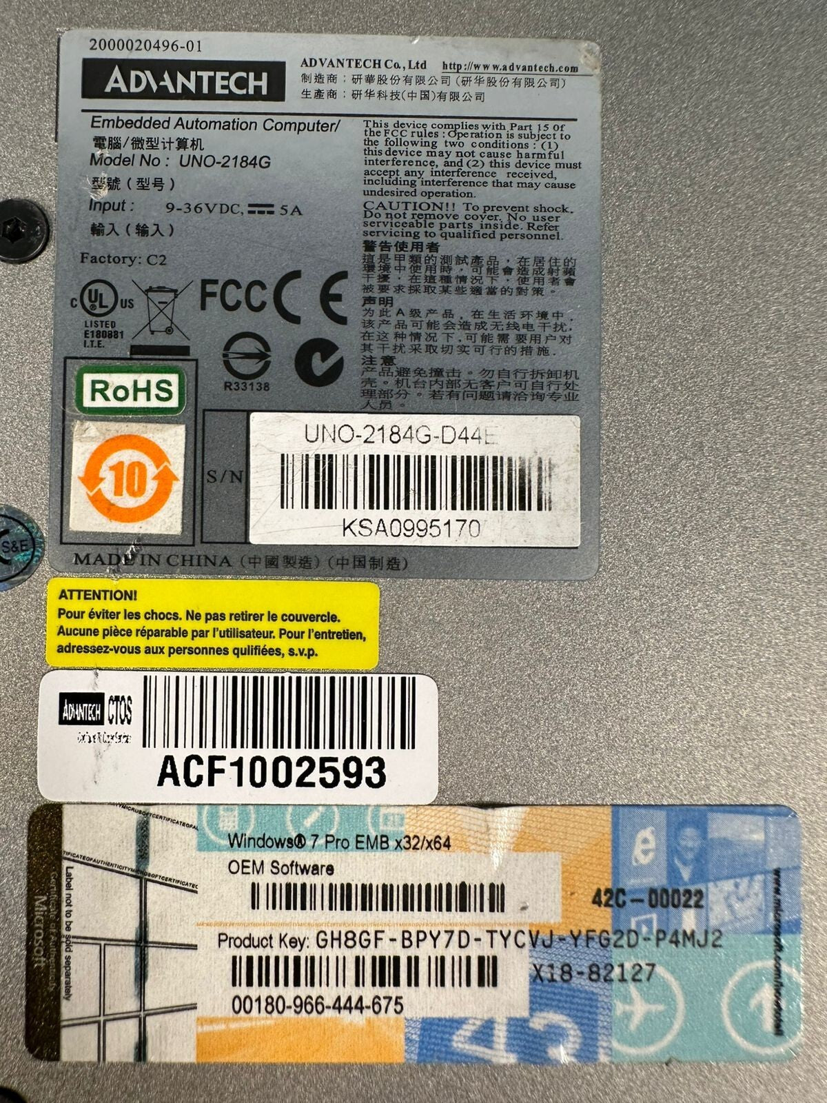 Advantech Computer UNO-2184G / UNO2184G Inp. 9-36Vdc-5A (8.4.8)