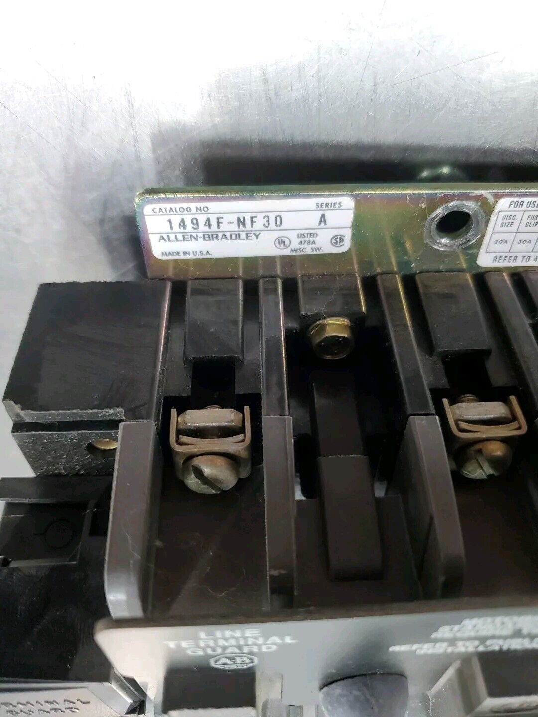ALLEN BRADLEY 1494F-NF30 SER. A Disconnect Switch. 1D-22