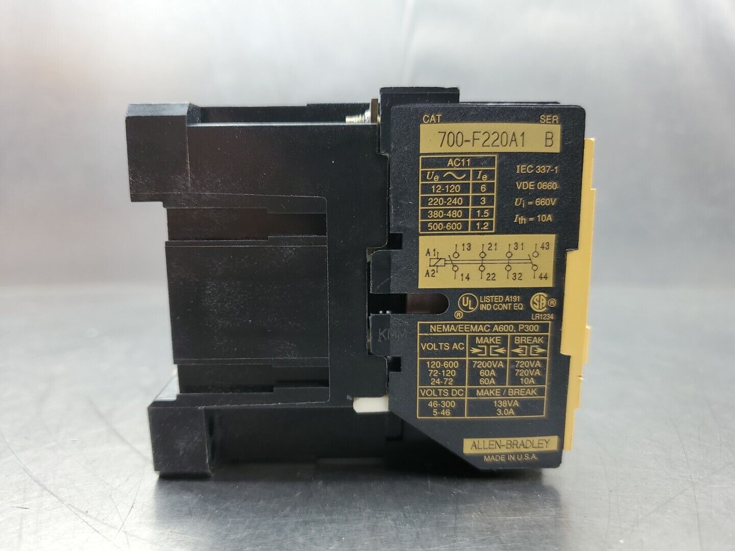 Allen Bradley 700-F220A1 Ser. B RELAY, 10A, 660V. 4D-31