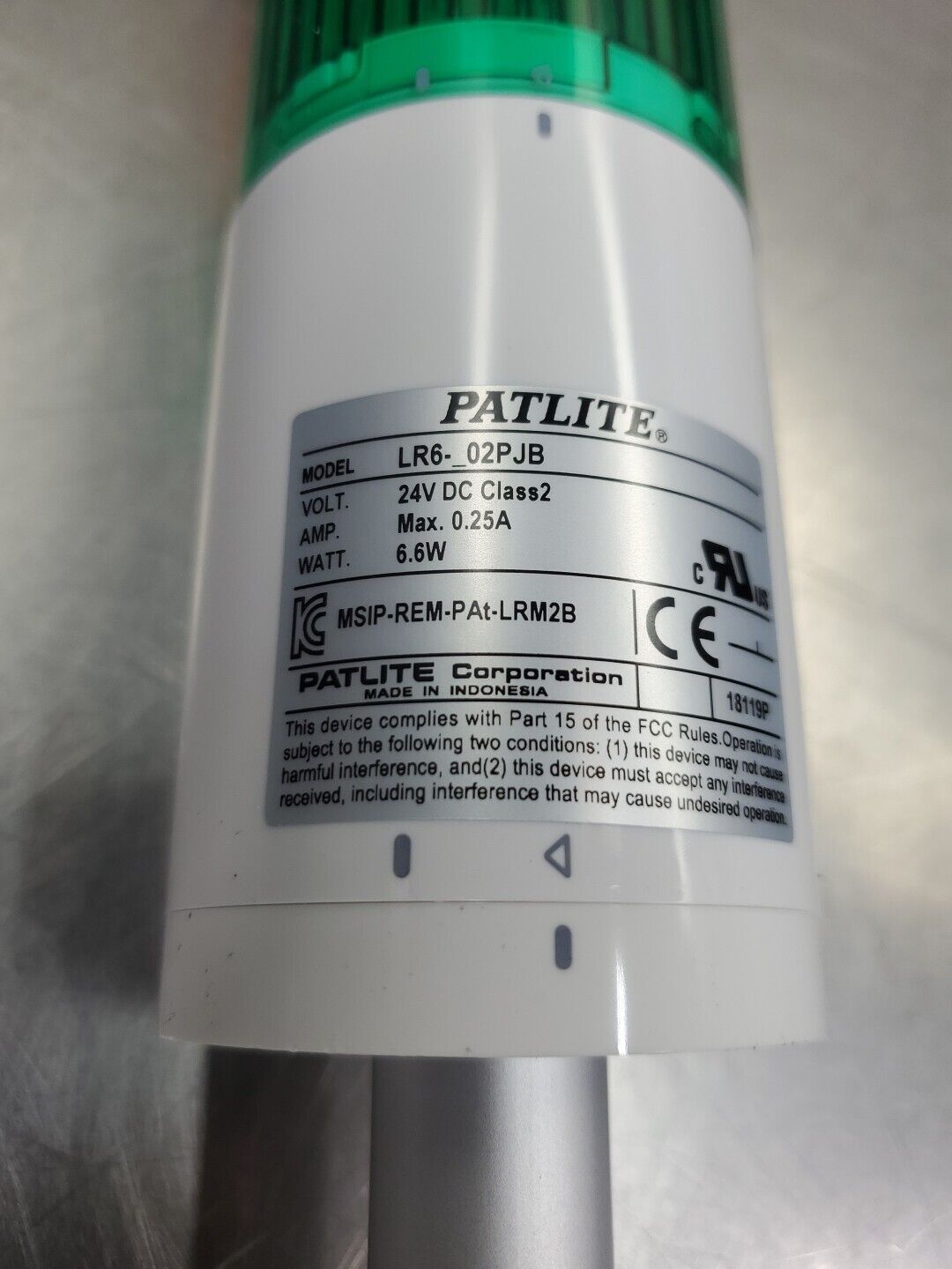 PATLITE LR6-_02PJB Tower Light, 24VDC, Red, Amber, Green. 5C-5