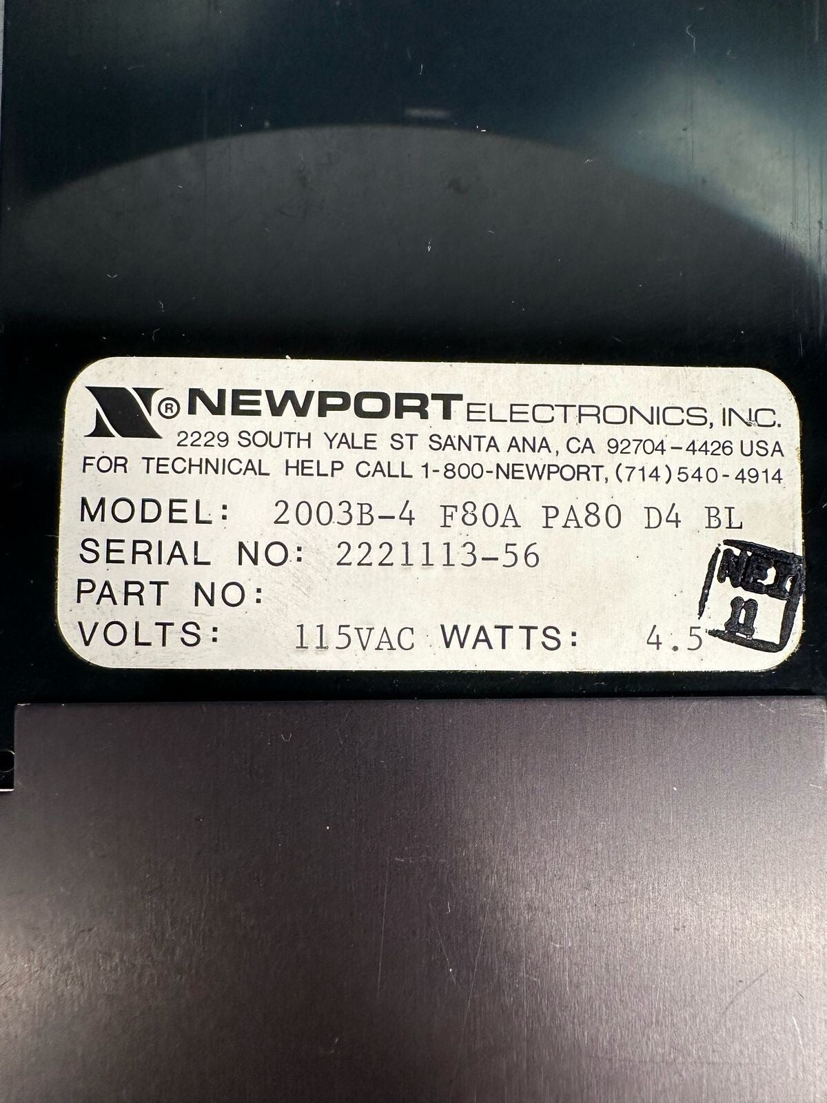 Newport 2003B-4 115Vac 4.5 Watts Digital Panel (6.4.5)
