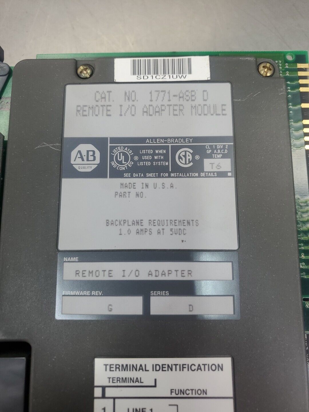 Allen Bradley 1771-ASB/D Remote I/O Adapter Module. 3E-37