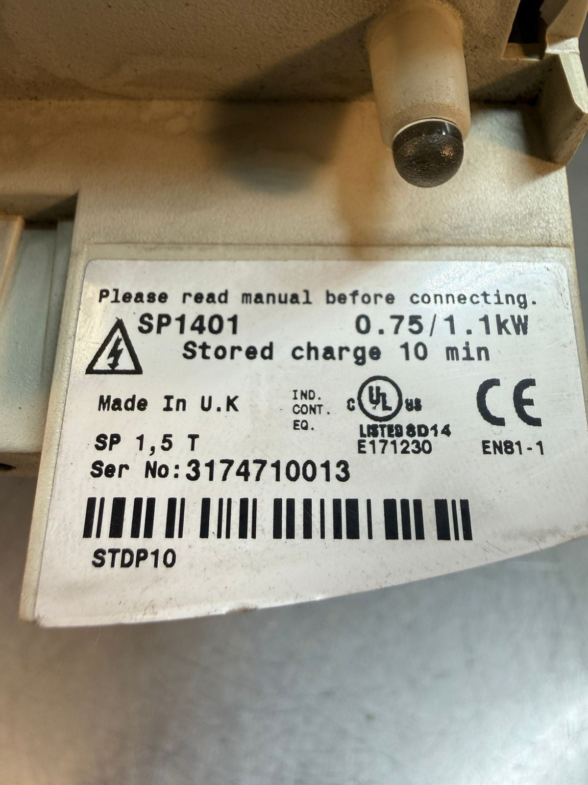 Unidrive Sp1401 0.75/1.1KW Storage Charge 10 (8.5.3)
