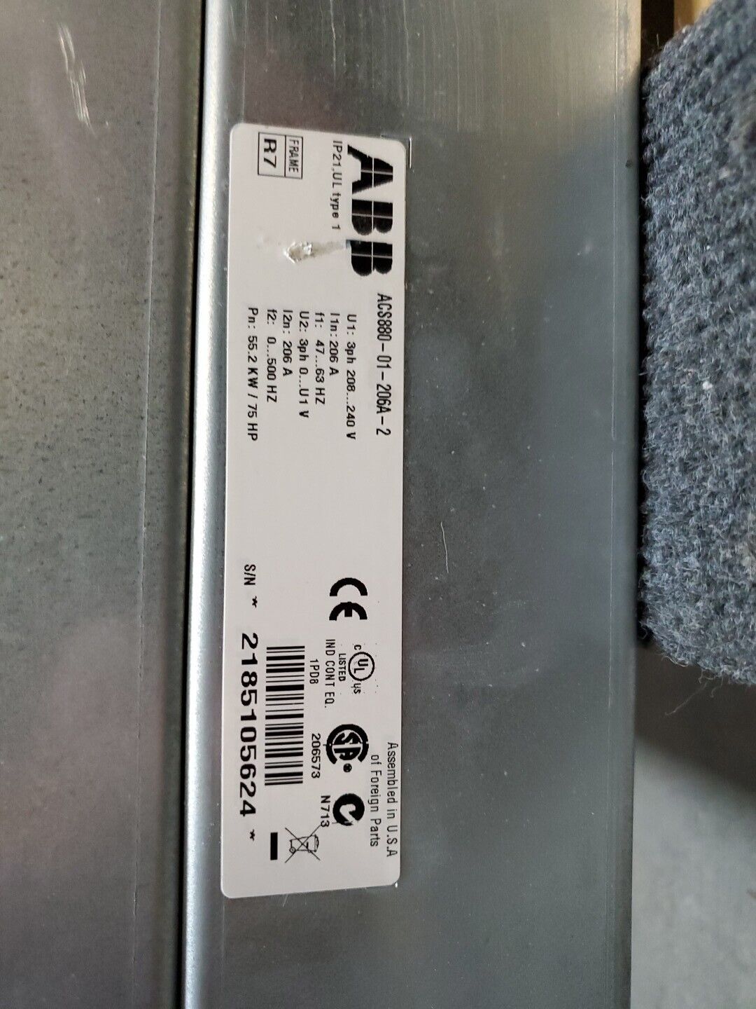 ABB ACS880-01-206A-2 75HP 206A Bluetooth Controlled Industrial Drive. 1D
