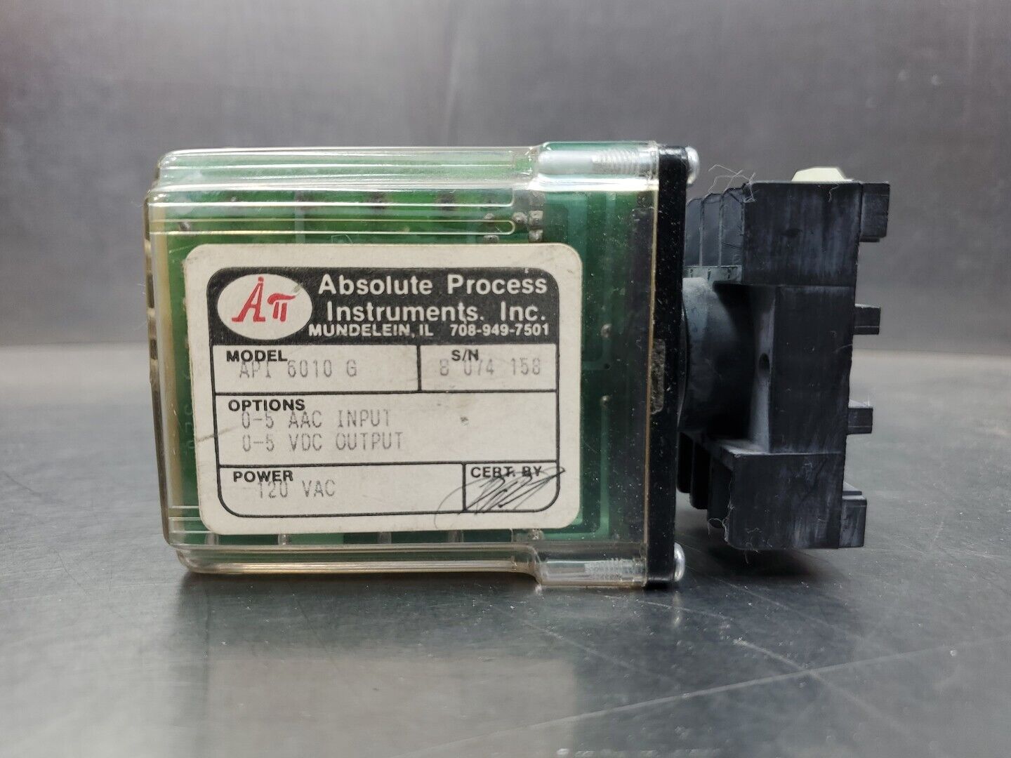 ABSOLUTE PROCESS INSTRUMENTS API6010G Relay, 120VAC. 4D-12