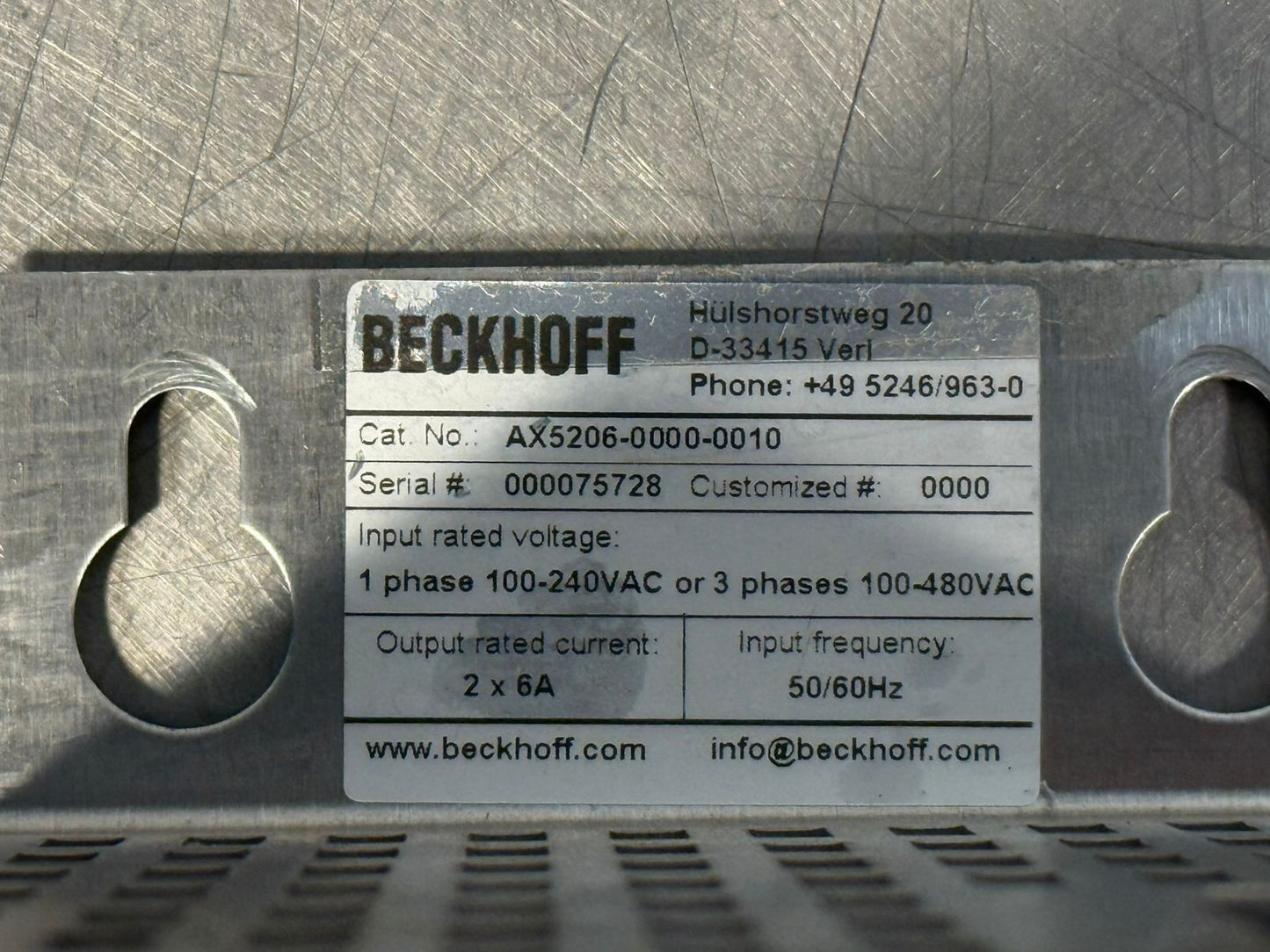 Beckhoff AX5206-0000-0010 Servo Drive AX520600000010 (9.5.5)