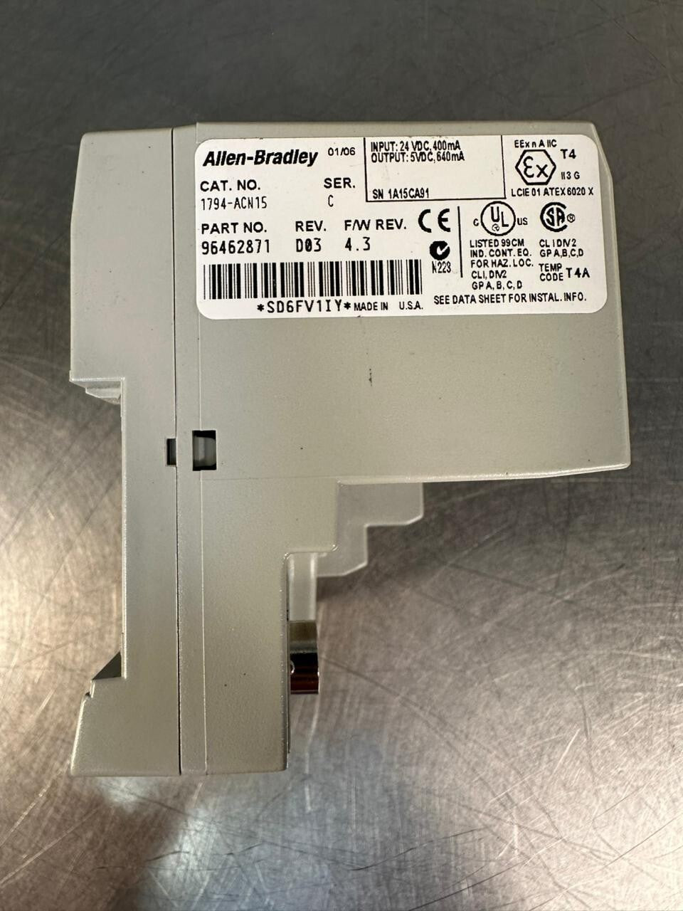 Allen Bradley 1794-ACN15 /C Flex I/O ControlNet Rev . D03 F/W 4.3 (5.3.1)