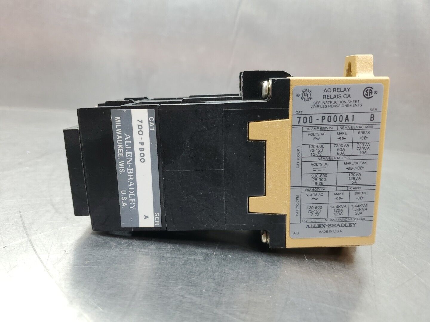 Allen Bradley 700-PBOO (700-P000A1) AC Industrial Control Relay. 4D-31