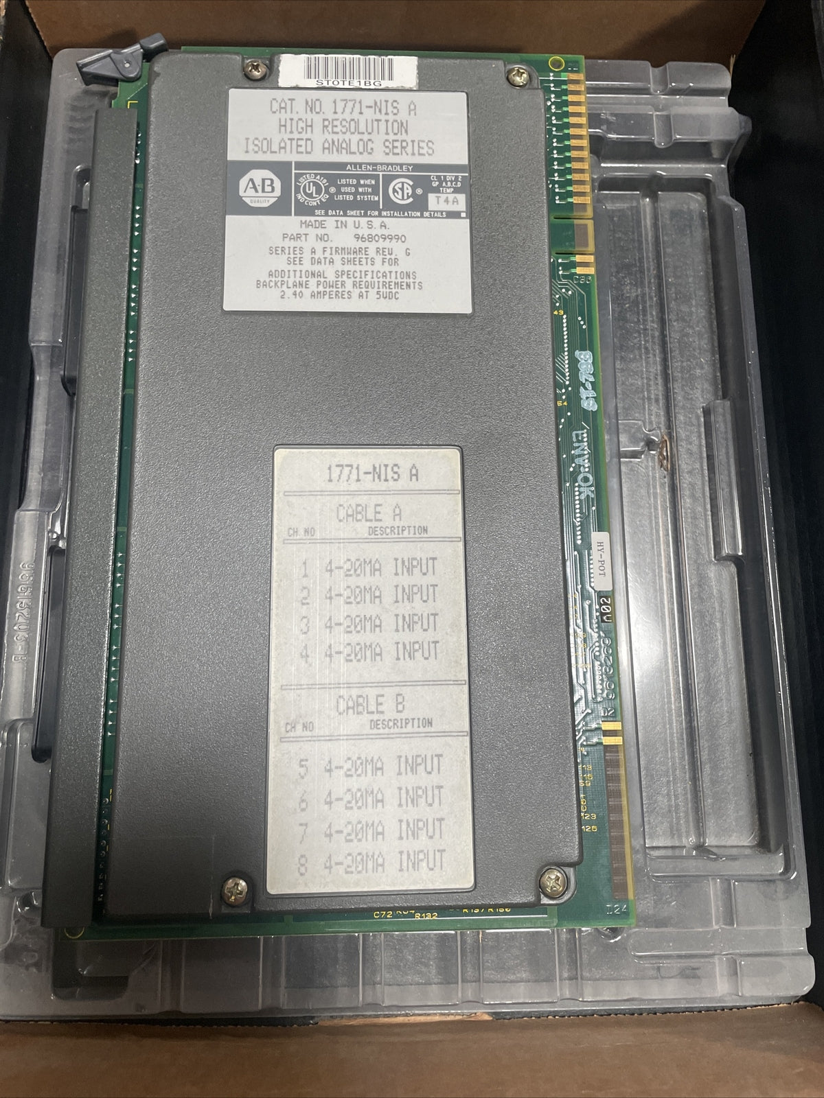 Allen Bradley 1771-NIS Plc-5 High Resolution Isolated Analog Input Module Ser A