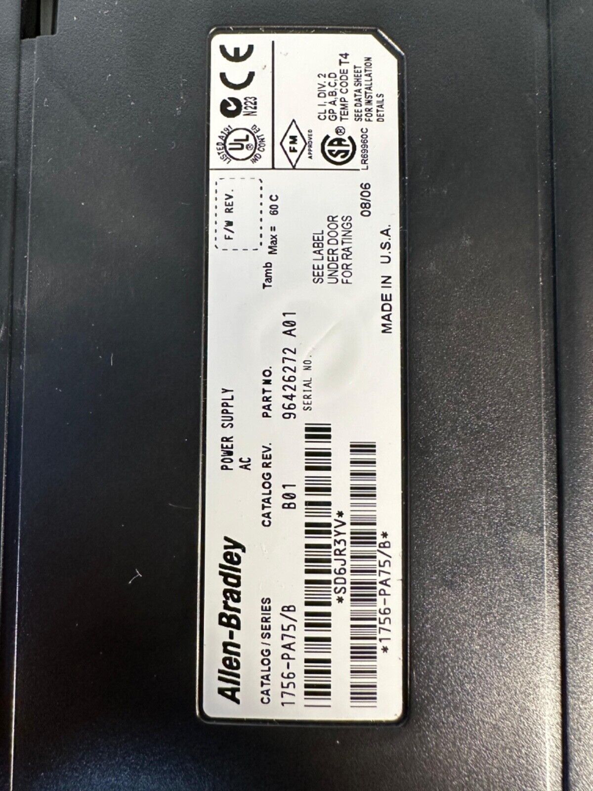 MA-82 Allen-Bradley-1756-PA75/B - 1756-PA75/B (3C-31)