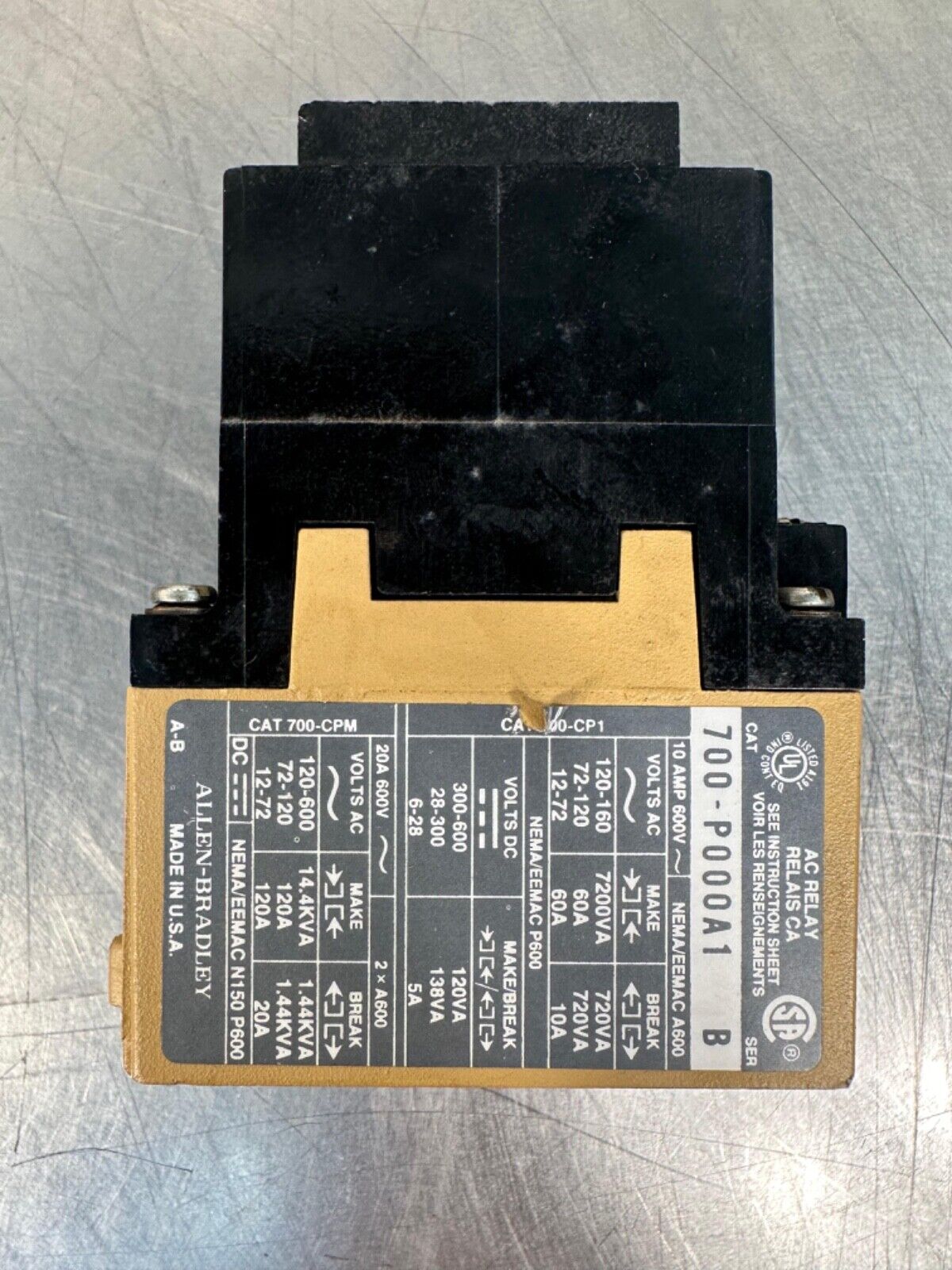 Allen-Bradley 700-P000A1/B AC Power Relay. (4B-30)