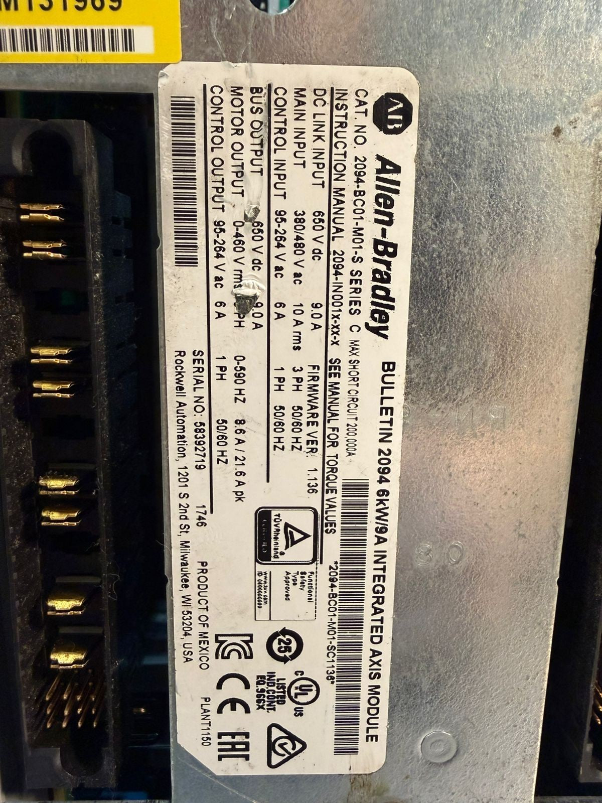 Allen-Bradley 2094-BC01-M01-S /C Kinetix 6000 Integrated Axis Mod (12.3.7)