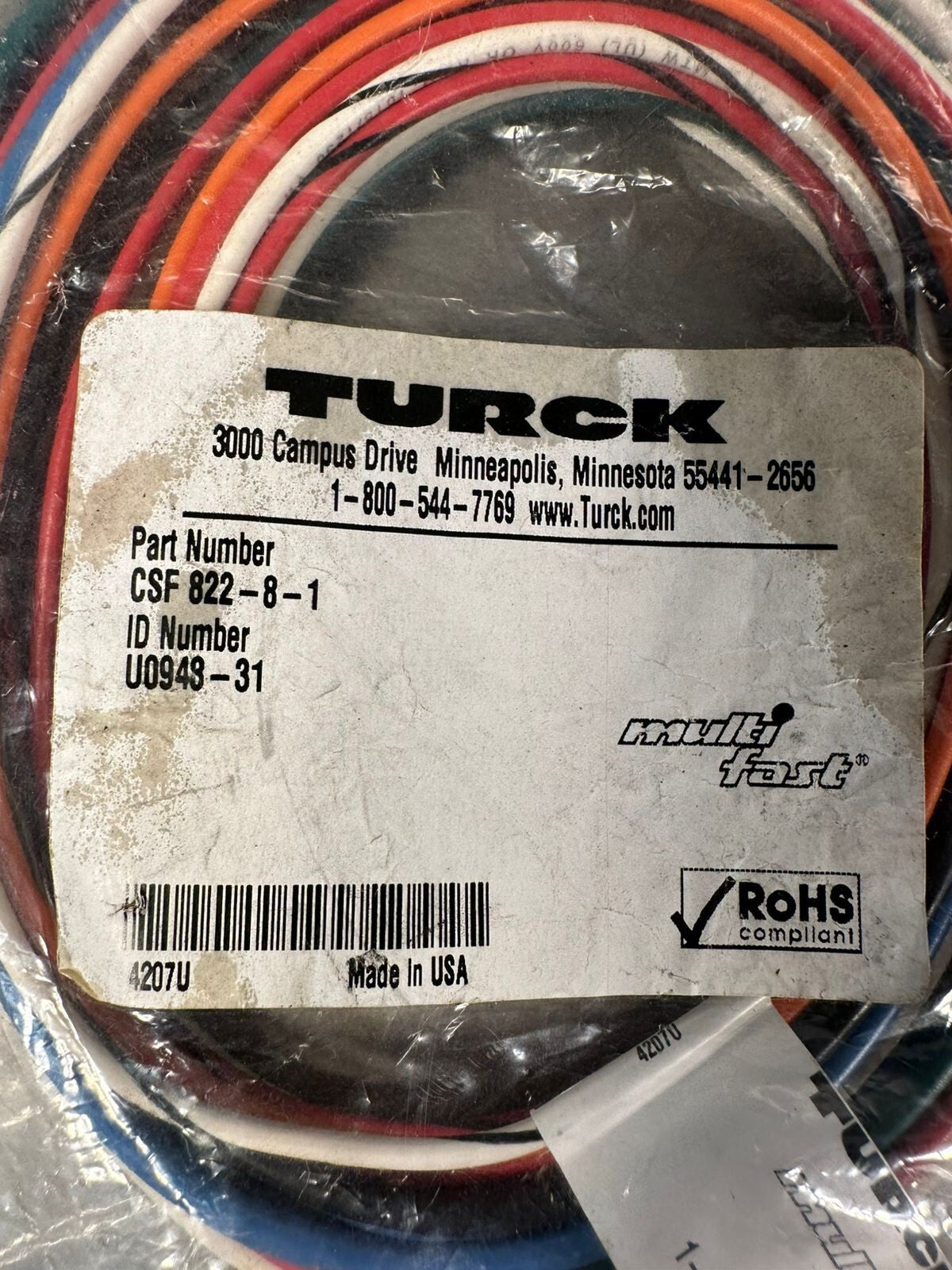 Turck MultiFast Receptacle Cable -- CSF 822-8-1 /U0948-31 (2.3.1)