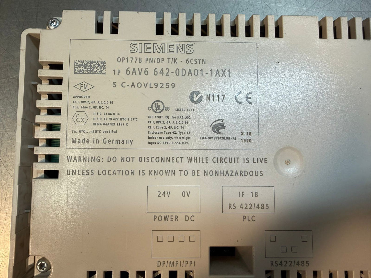 Siemens 6AV6 642-0DA01-1AX1 Simatic Operator Panel (8.6.6)