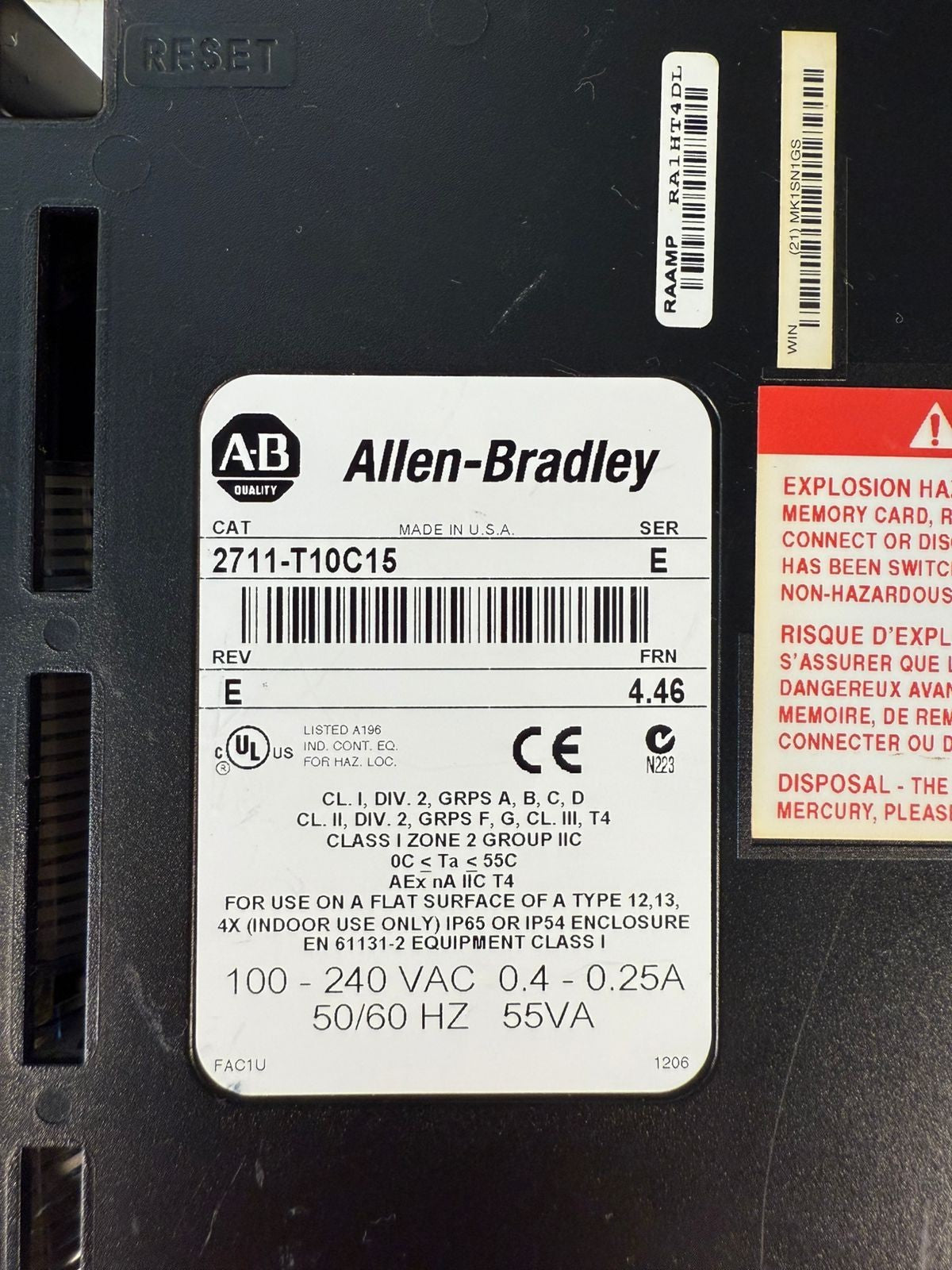 Allen Bradley 2711-T10C15 /E PanelView 1000 Rev.E Frn. 4.46 (6.5.4)