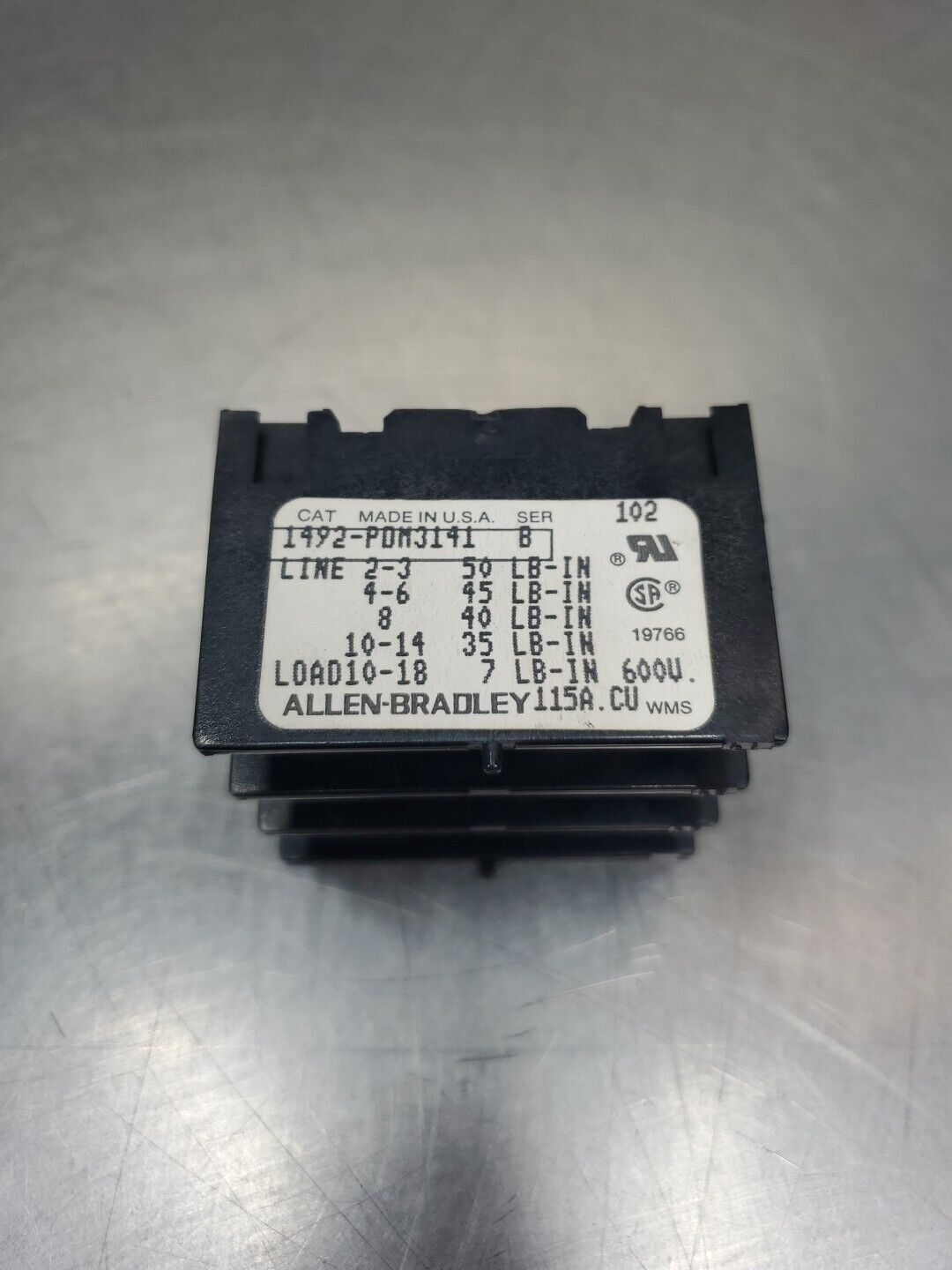 Allen Bradley 1492-PDM3141 Series B Terminal Block, 600V. 4E-15