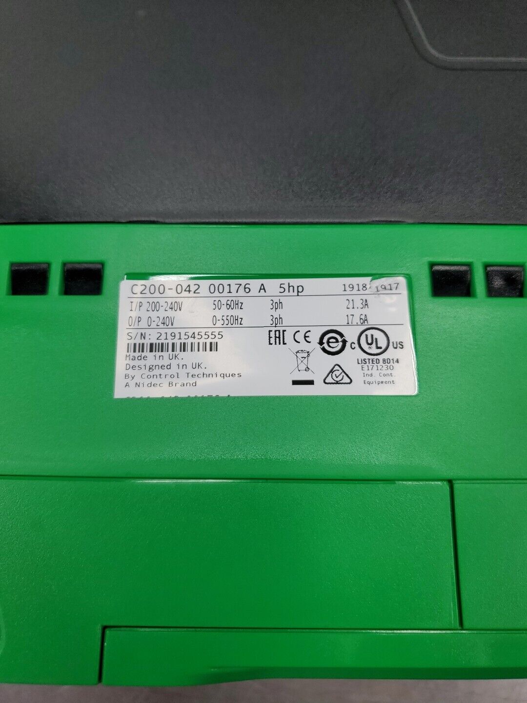 Control Techniques COMMANDER C200 C200-04200176A 5HP Drive. 1Z