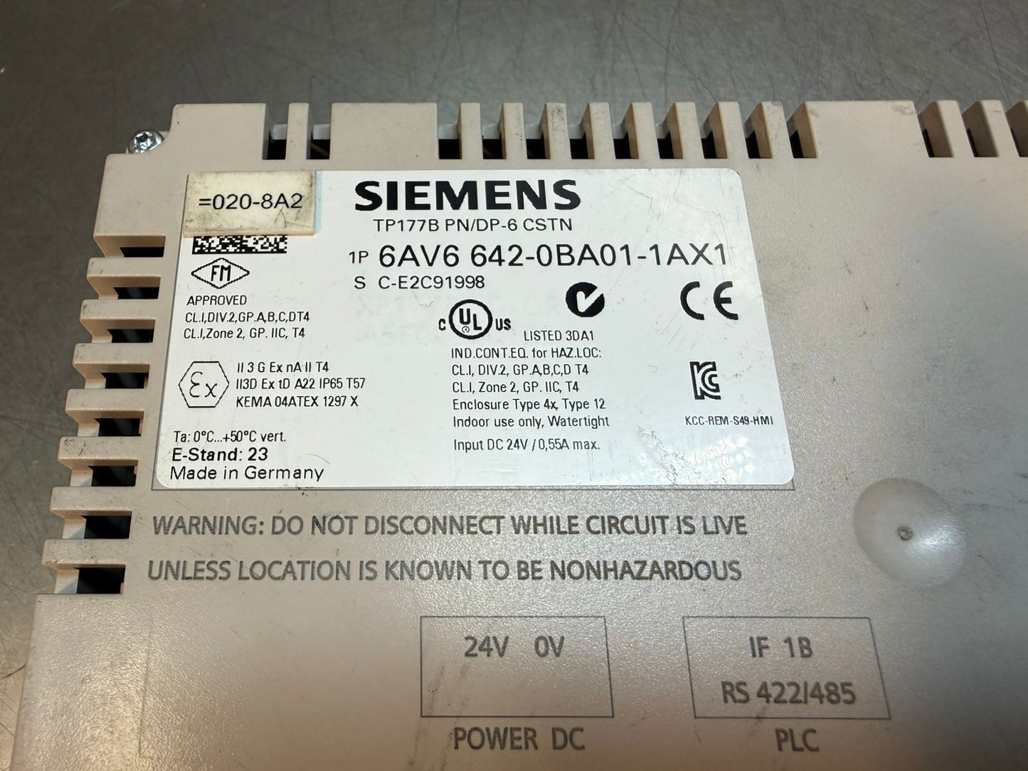 Siemens 6AV6 642-0BA01-1AX1 Simatic Panel TP177B PN/DP-6 CSTN (8.6.6)