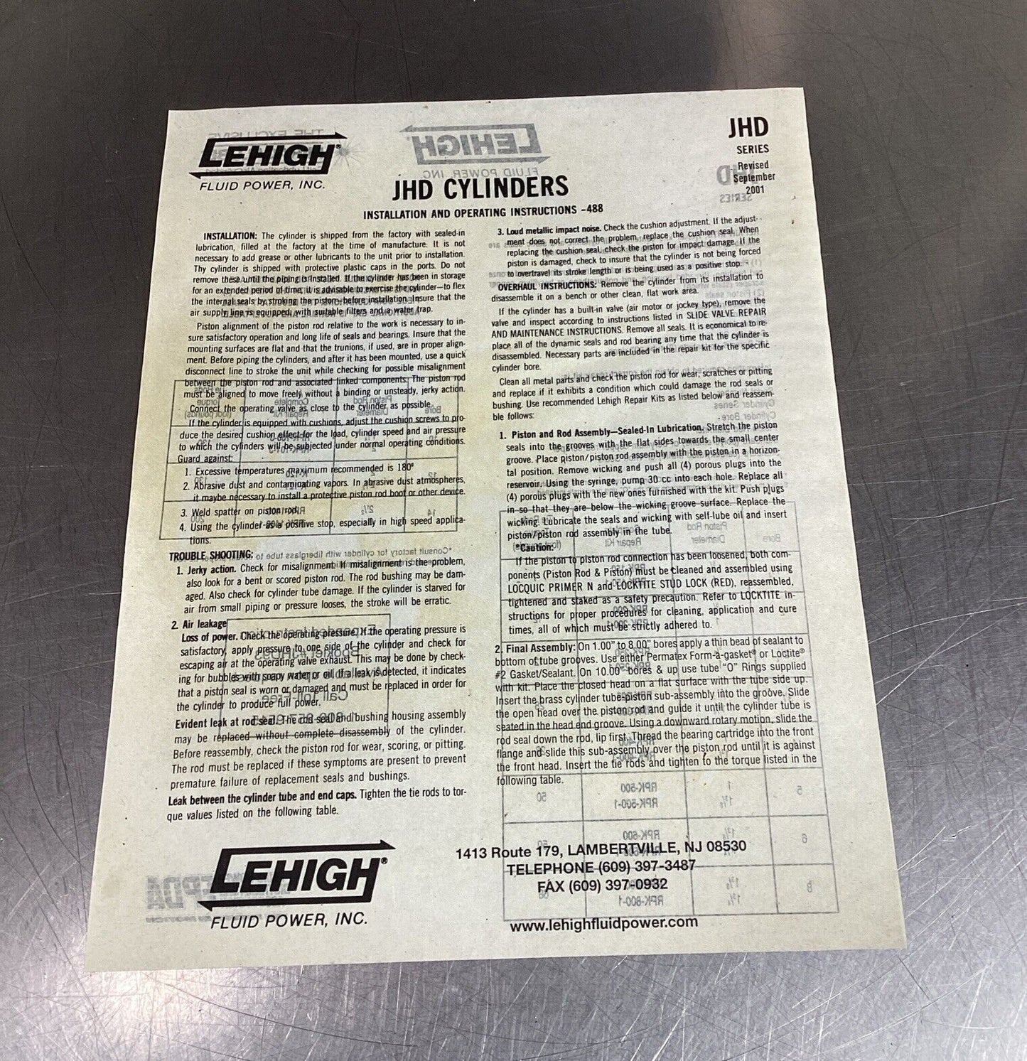 LEHIGH FLUID POWER VK-10 Repair Kit 6B-9