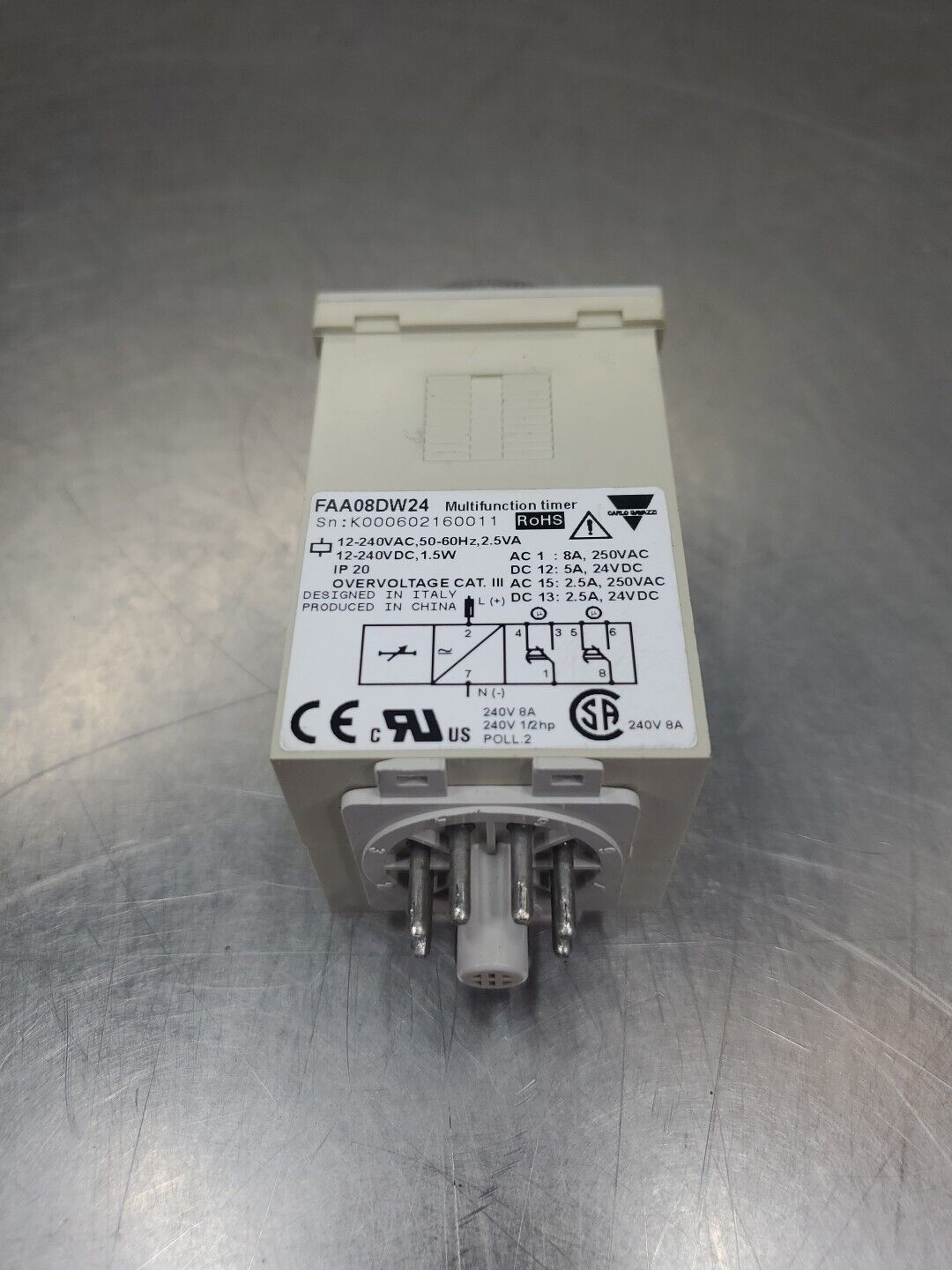 Carlo Gavazzi FAA08DW24 Multifunction Timer, 12-240VAC/DC. 5E-30