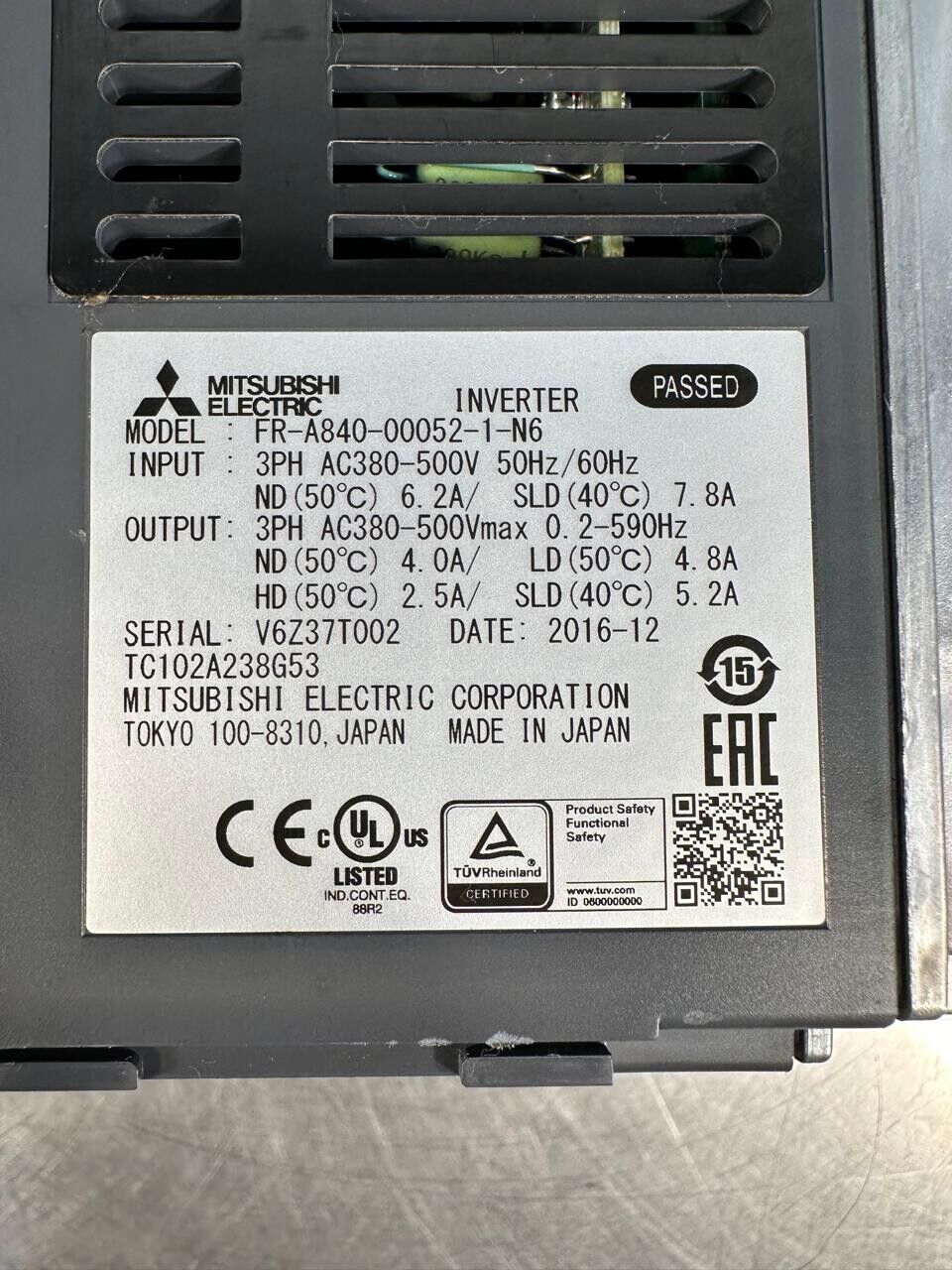 Mitsubishi A800 FR-A840-00052-1-N6 3Ph Ac380-500v 50hz-60hz (1D-01)