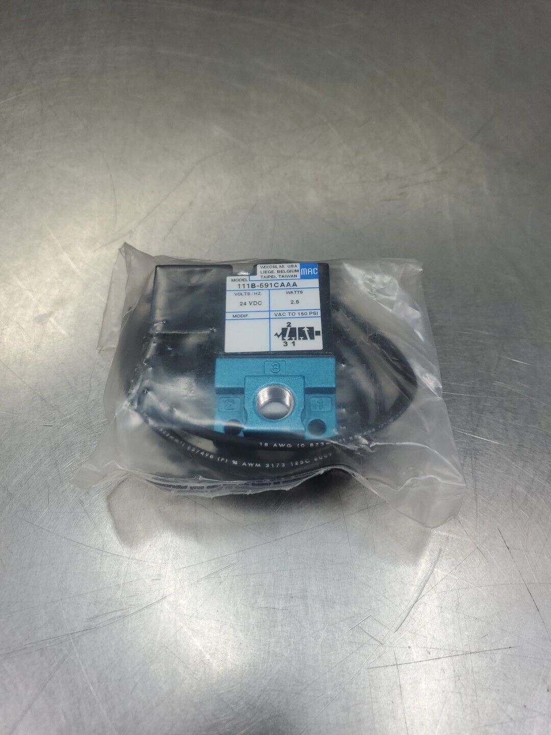 MAC 111B-591CAAA SOLENOID VALVE, 2.5 WATTS 24VDC. 6A-12