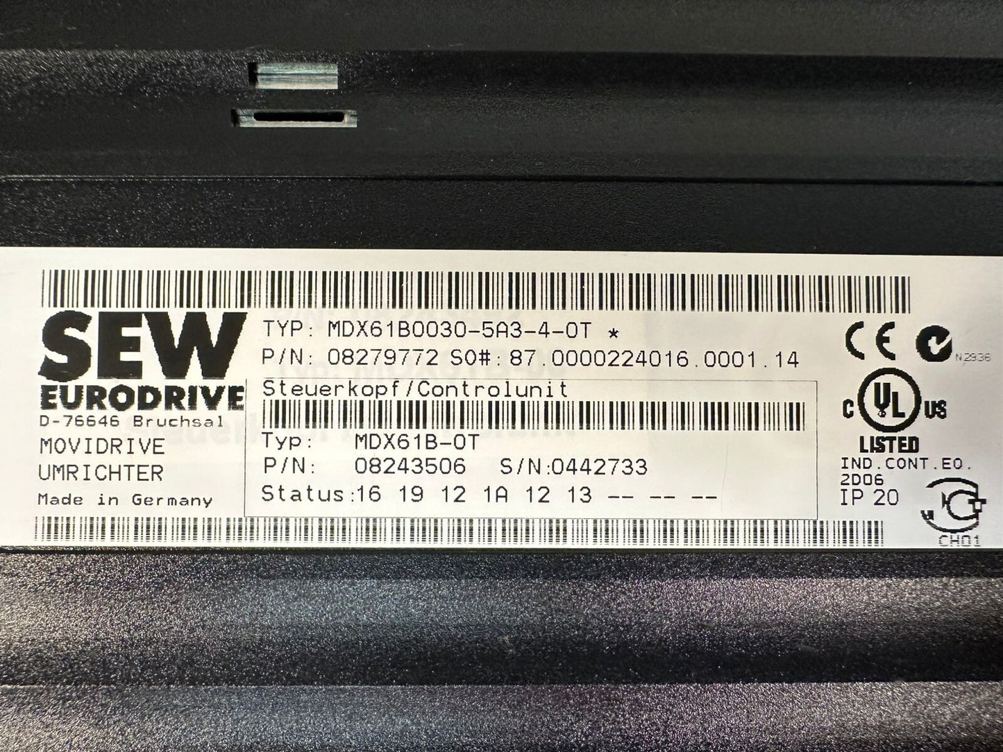 Sew Eurodrive MDX61B0030-5A3-4-0T INVERTER DRIVE 380-500V (12.5.6)