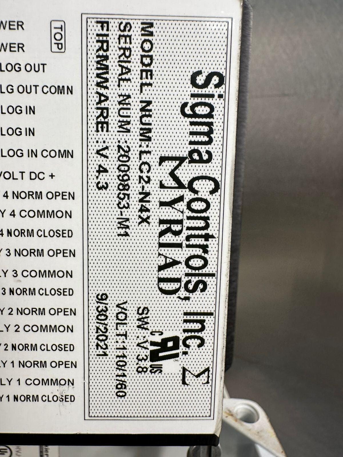 Sigma Controls Myriad LC2-N4X V4.3 SW V 3.8 (5.5.2)