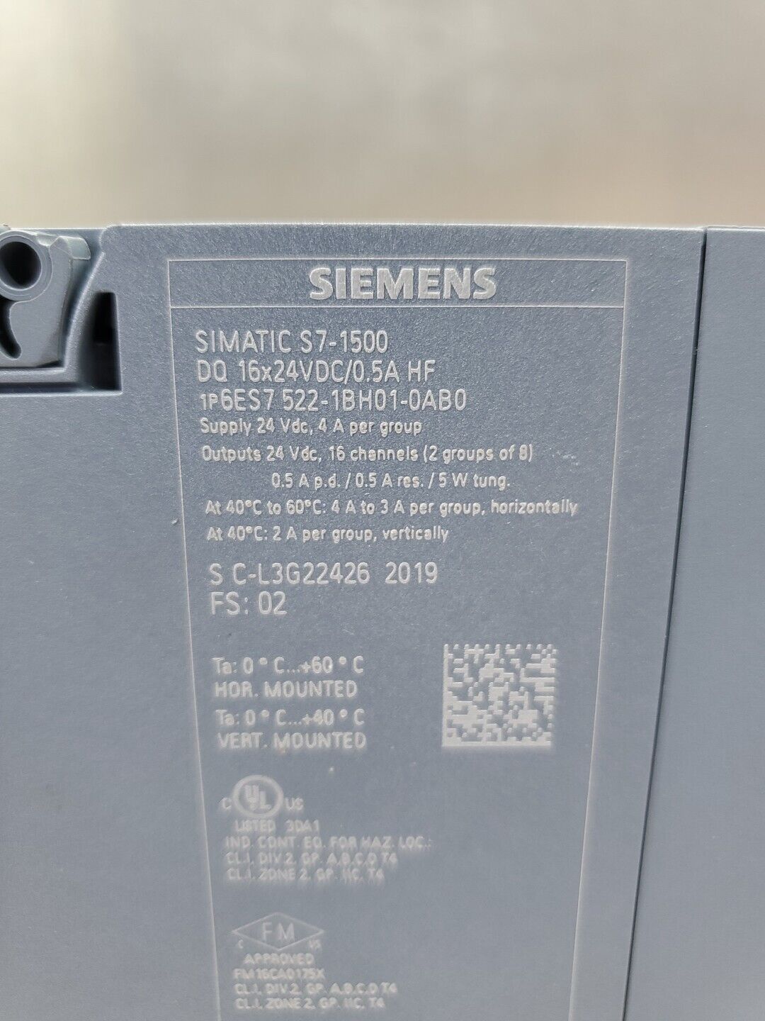 Siemens SIMATIC 6ES7 522-1BH01-0AB0 S7-1500 I/O Module.                    3C-30