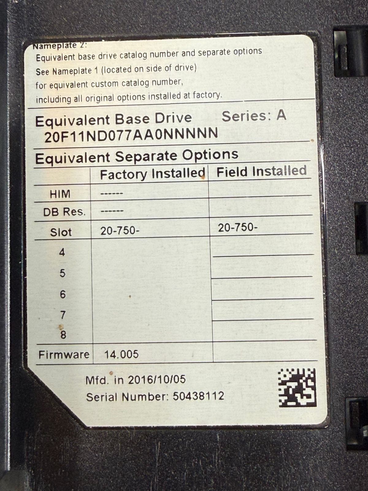 Allen Bradley 20F11ND077AA0NNNNN (9.3.2)